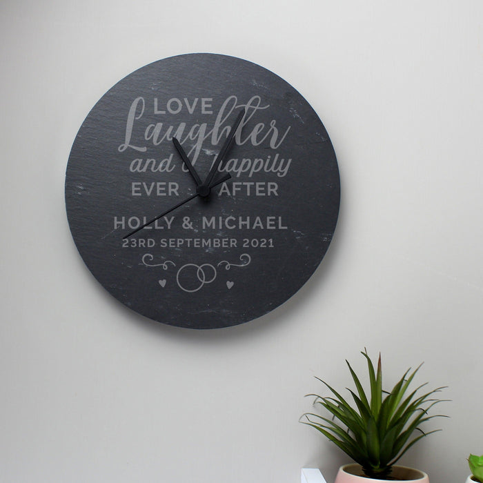 Personalised Love Laughter Slate Clock | New Home | Anniversary Gift