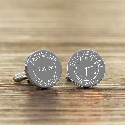 Personalised Father Of The Bride Walk Me Down The Aisle Cufflinks - Myhappymoments.co.uk