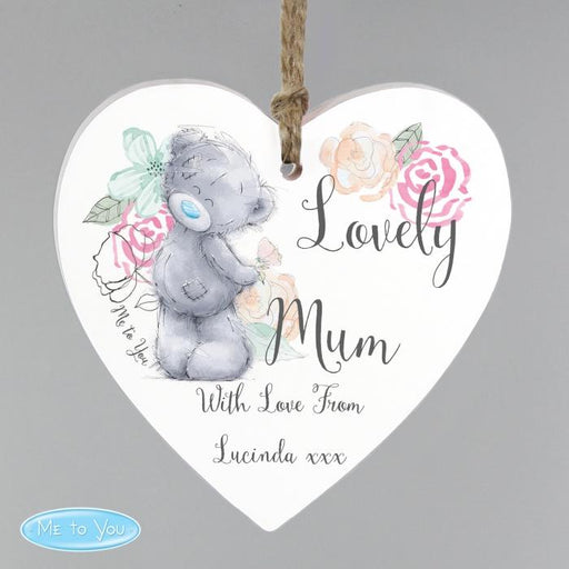 Personalised Me to You Floral Wooden Heart Decoration - Myhappymoments.co.uk