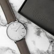 Mr Beaumont Men's Personalised Leather Watch In Ash