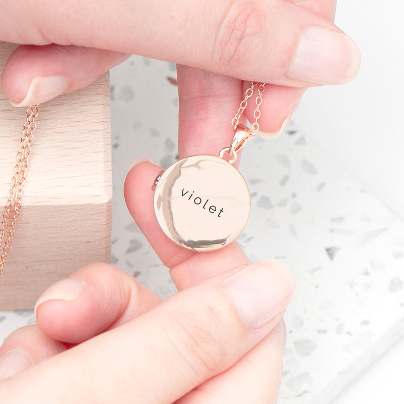 Personalised Round Photo Locket Necklace - Rose Gold Plated