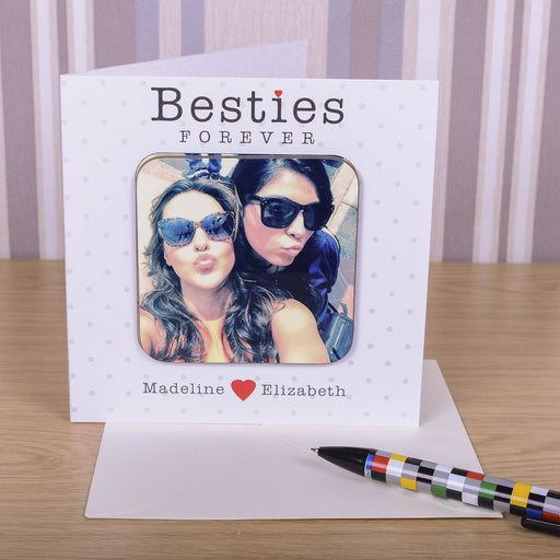 Besties Forever Best Friend Photo Coaster Card - Myhappymoments.co.uk