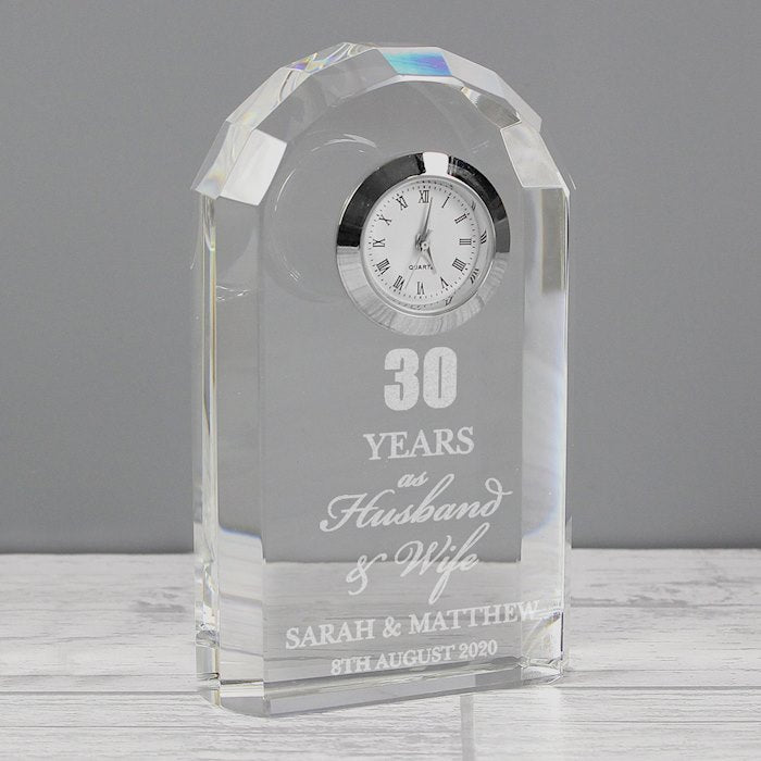 Personalised Anniversary Crystal Clock From Pukkagifts.uk