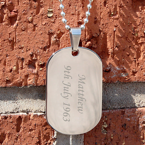 Personalised Stainless Steel Dog Tag Necklace - Myhappymoments.co.uk