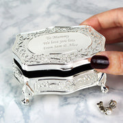 Engraved Silver Finish Small Antique Trinket Box