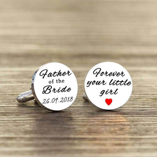 Personalised Forever Your Little Girl Engraved Cufflinks - Father Of The Bride - Myhappymoments.co.uk