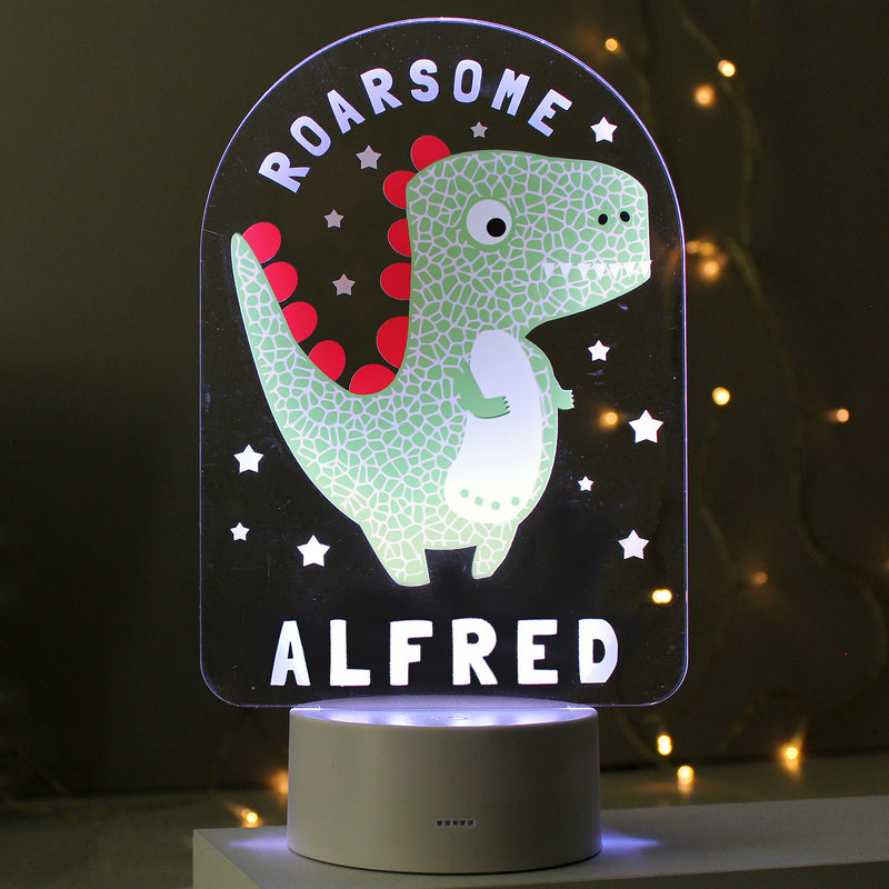 Personalised Roarsome Dinosaur LED Colour Changing Night Light