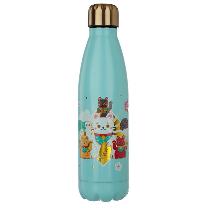 Lucky Cat Maneki Neko Stainless Steel Insulated Drinks Bottle 500ml