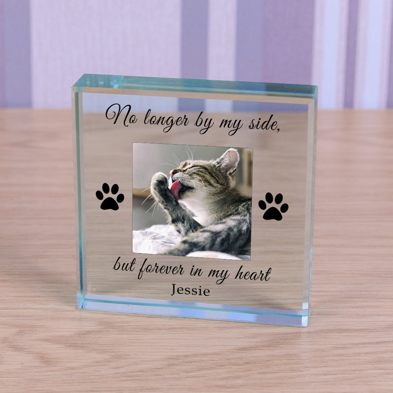 Personalised Forever In My Heart Cat Memorial Glass Block