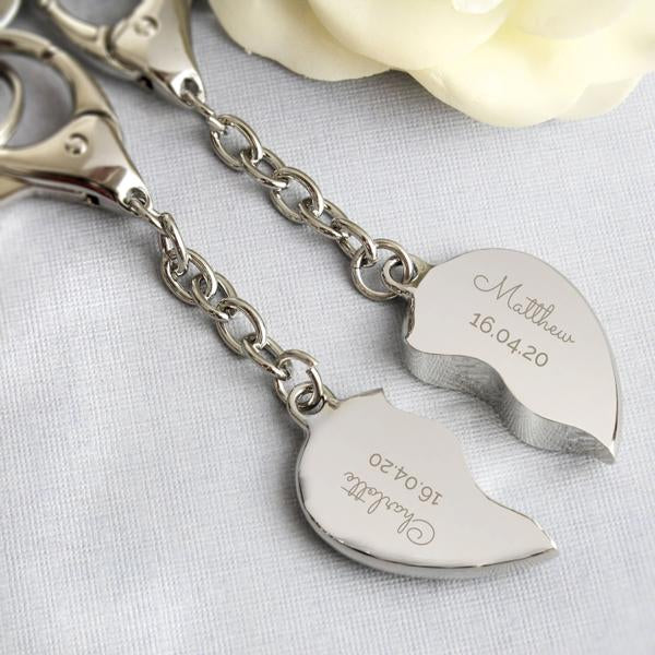 Personalised Any Message Two Hearts Keyring - Myhappymoments.co.uk