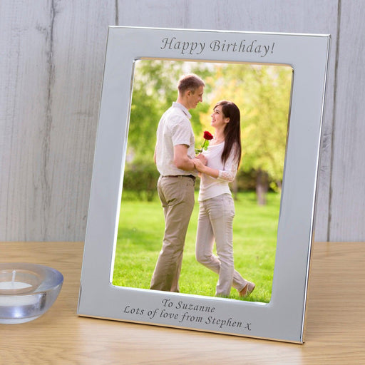 Personalised Engraved Any Message Silver Photo Frame 6x4" Or 5x7"