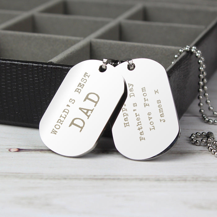 Personalised Worlds Best Steel Double Dog Tag Necklace