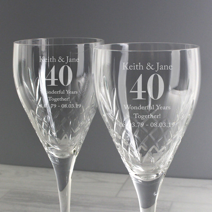 Personalised Anniversary Crystal Wine Glasses