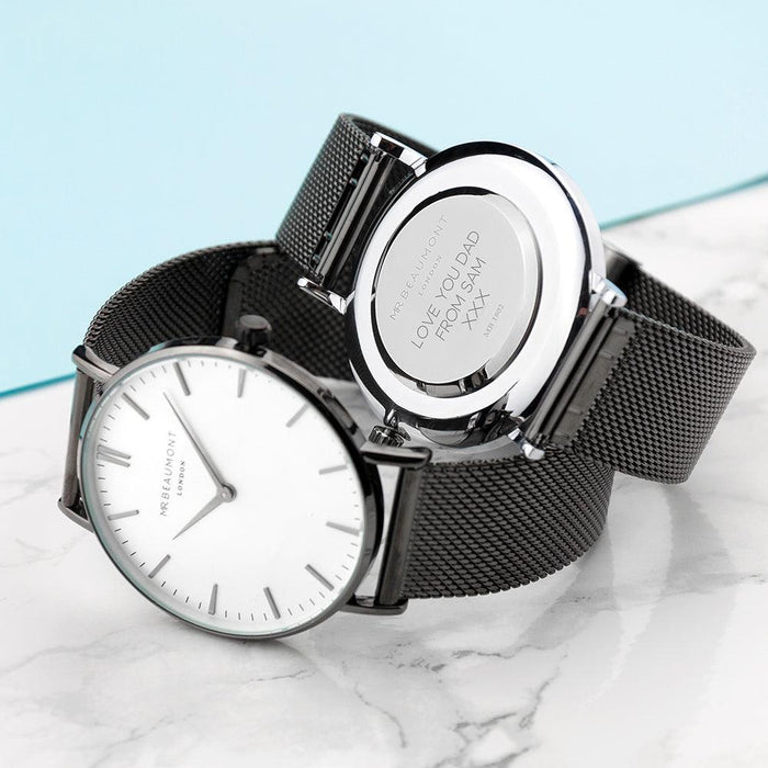 Personalised Mr Beaumont Men's Metallic Charcoal Grey Watch