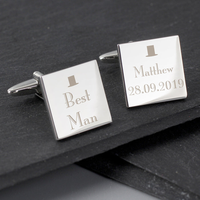 Personalised Best Man Square Cufflinks - Myhappymoments.co.uk