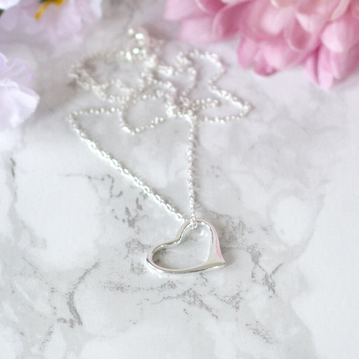 Sterling Silver Heart Necklace With Personalised Happy Birthday Gift Box
