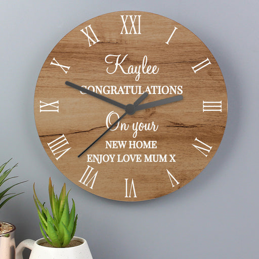 Personalised Free Text Wood Effect Wall Clock