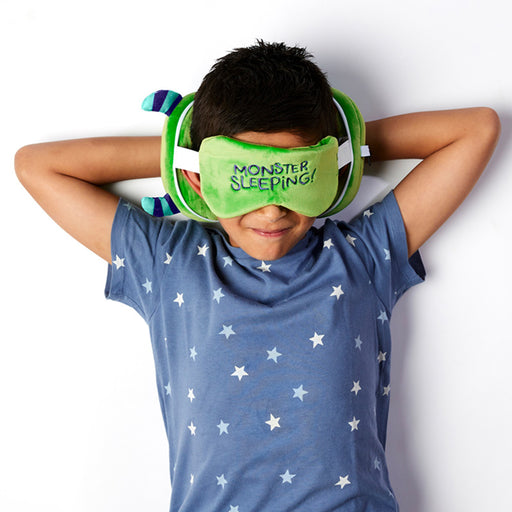 Relaxeazzz Green Monster Round Plush Travel Pillow & Eye Mask