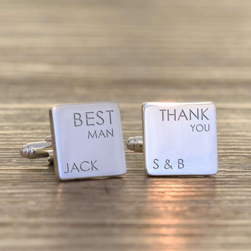 Personalised Wedding Party Role Square Cufflinks - Myhappymoments.co.uk