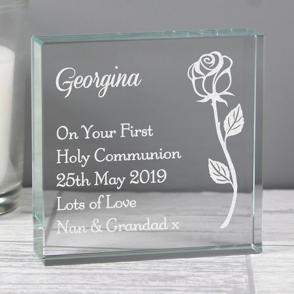 Personalised Rose Large Crystal Token - Myhappymoments.co.uk