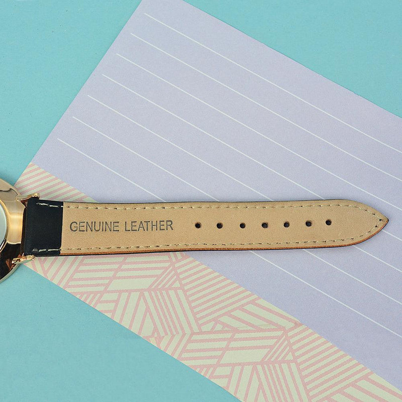 Elie Beaumont Personalised Ladies Leather Watch in Black