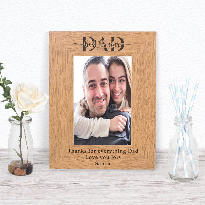 Engraved Best Ever Dad / Daddy Wooden Photo Frame