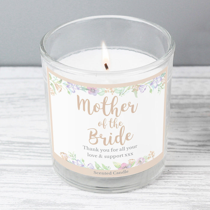Personalised Floral Watercolour Mother of the Bride Scented Jar Candle - Myhappymoments.co.uk