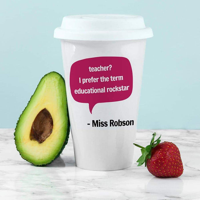Personalised Teacher Says Travel Mug from Pukkagifts.uk