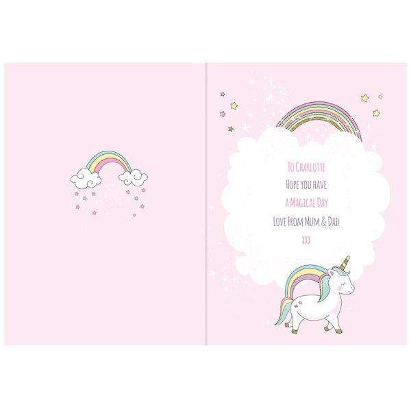 Personalised Baby Unicorn Birthday Age Card - Myhappymoments.co.uk