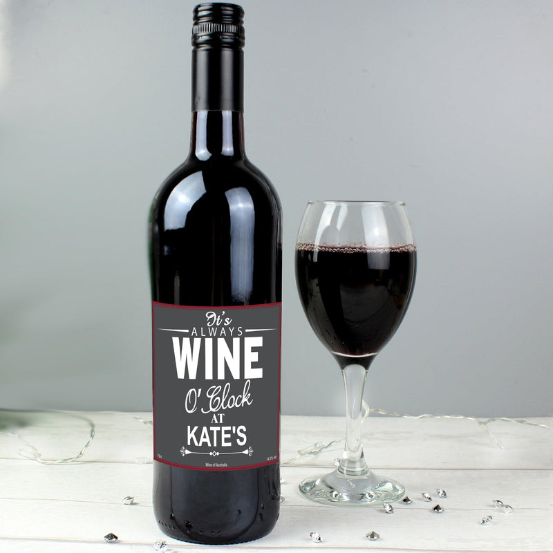 Personalised Wine O'Clock Red Wine Bottle