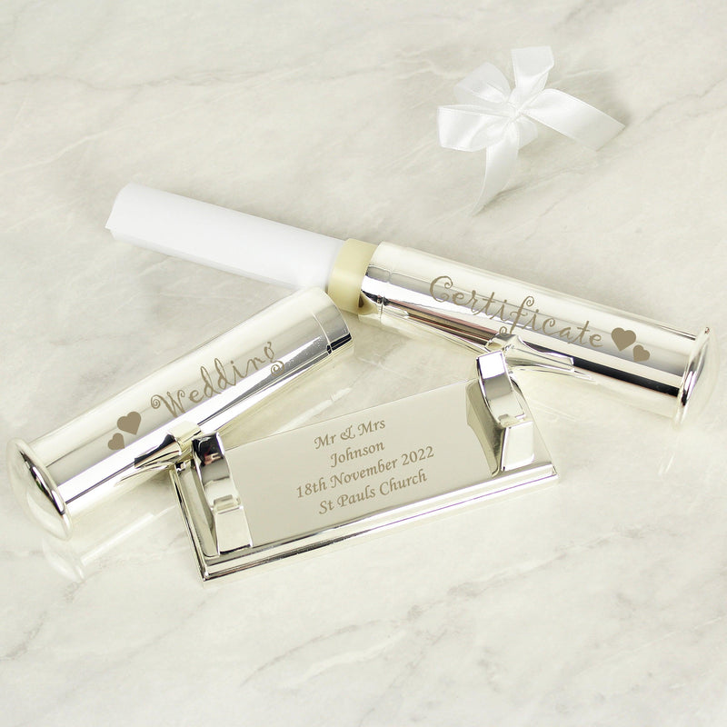 Personalised Wedding Day Silver Plated Certificate Holder
