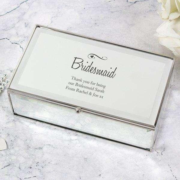 Personalised Swirls & Hearts Mirrored Jewellery Box