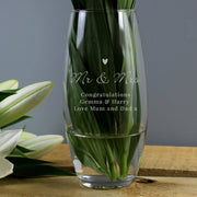 Engraved Love Heart Glass Vase