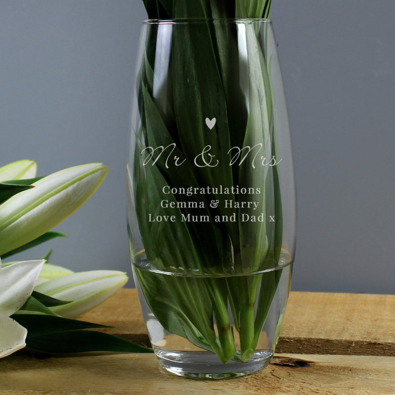 Engraved Love Heart Glass Vase