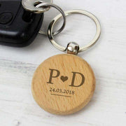 Personalised Monogram Love Wooden Keyring - Myhappymoments.co.uk