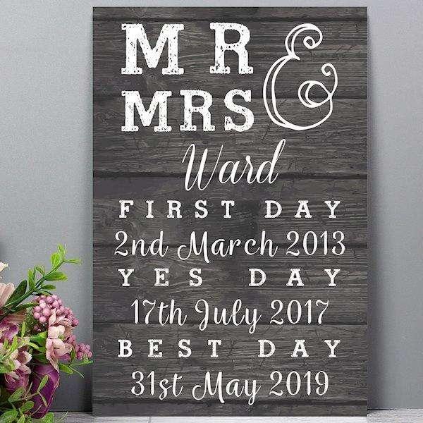 Personalised Mr & Mrs, First Day, Yes Day & Best Day Metal Sign - Myhappymoments.co.uk