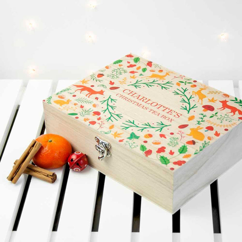 Personalised Festive Woodland Christmas Pukka Tea Box
