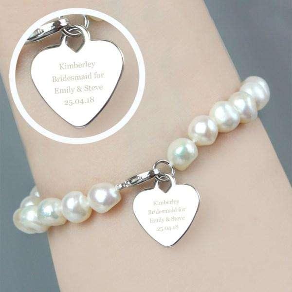 Personalised White Freshwater Pearl Message Bracelet - Myhappymoments.co.uk