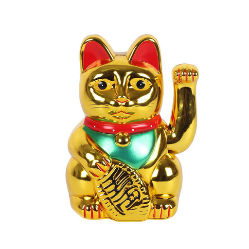 Maneki Neko Waving Cat Good Luck Bringer - Gold
