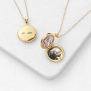 Personalised Round Photo Locket Necklace - Gold Plated