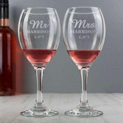 Personalised Mr & Mrs Wedding Wine Glass Set