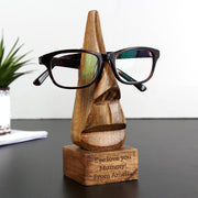 Engraved Men’s Glasses Wooden Nose Shaped Stand
