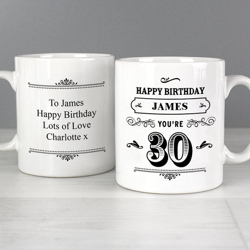 Personalised Birthday Age Vintage Typography Mug - Myhappymoments.co.uk