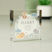 Personalised Safari Animals New Baby Glass Block