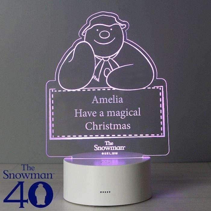 Personalised The Snowman LED Colour Changing Decoration Night Light - Myhappymoments.co.uk