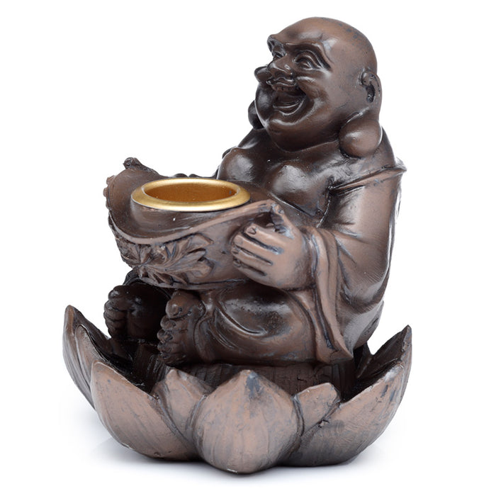 Peace of the East Wood Effect Lucky Buddha Backflow Incense Burner