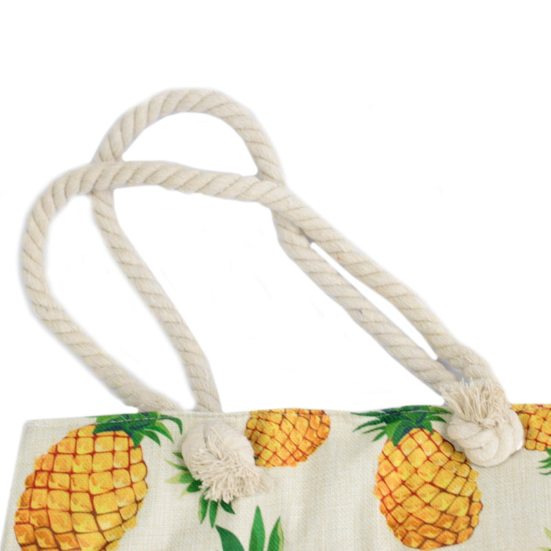 Pineapples Rope Handle Beach Tote Bag - Myhappymoments.co.uk