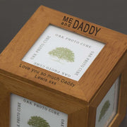 Personalised Me and Daddy Engraved Oak Photo Cube Box - Myhappymoments.co.uk