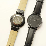 Personalised Men's Architect Minimalist Watch With Jet Black Strap