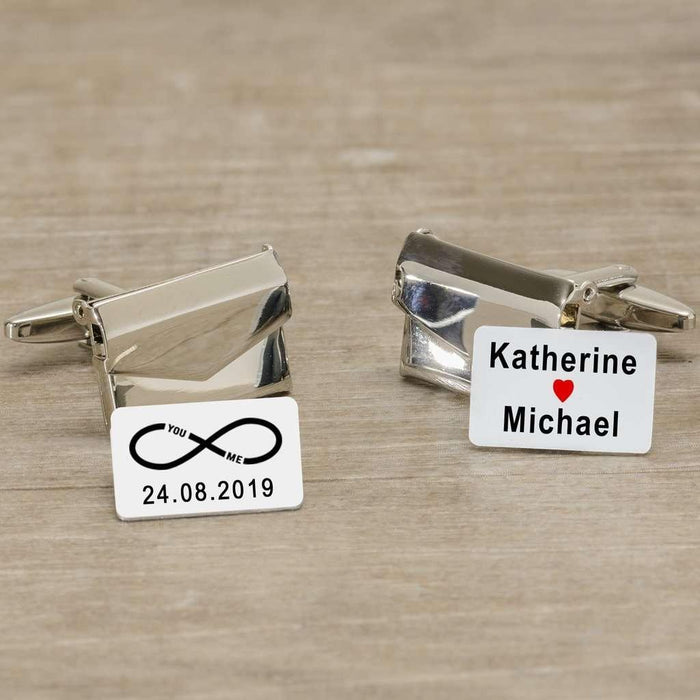 Personalised You And Me Infinity Envelope Cufflinks - Myhappymoments.co.uk
